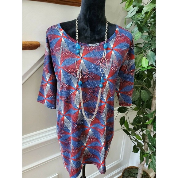 LulaRoe Women's Multicolor Polyester Round Neck 3/4 Sleeve Casual Blouse Size M - Picture 2 of 11